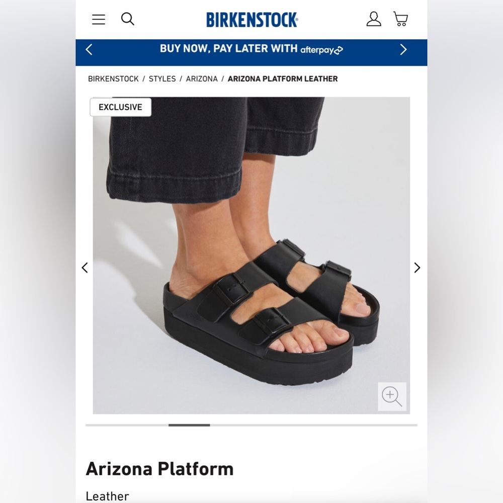 Birkenstock Arizona Platform in Black Leather